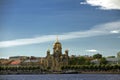 Lieutenant Schmidt embankment, Orthodox Church in St. Petersburg Royalty Free Stock Photo