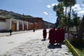 The life around Labrang in Xiahe, Amdo Tibet, China. Monks are e Royalty Free Stock Photo