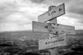 life is awesome text quote on wooden signpost