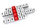 Life balance family future career word blocks