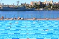 Outdoor swimming pool in harbor at navy docks