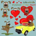 Life with Be. Evolution of the heart. Series of illustration for for Valentine`s Day.