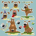 Funny illustrations from the life of a cheerful dog named Be. Royalty Free Stock Photo