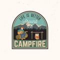 Life is better around the campfire. Vector illustration. Royalty Free Stock Photo