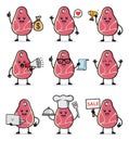 Set of meat character design vector