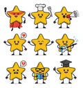 Set of star character design vector Royalty Free Stock Photo