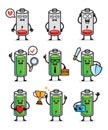 Set of battery character design vector