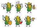 Set of corn character design vector