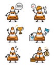 Set of cute trafic cone character design vector Royalty Free Stock Photo