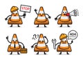Set of trafic cone character design vector Royalty Free Stock Photo
