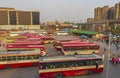 Big traffic Tuk Tuks buses people New-Delhi Delhi India