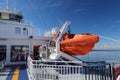 Life boat on a car ferry in Norway Royalty Free Stock Photo