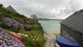 Flowery scene at Old Lifeboat Station, Padstow, Cornwall