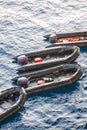 Life boats in the sea for help and support people. Rescue boats in the sea, Rubber boat with the engine Royalty Free Stock Photo