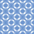 Life bouy nautical pattern design. Fun vector seaside bouyancy aid seamless repeat in blue.