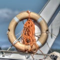 Life buoy on a boat side in hdr Royalty Free Stock Photo