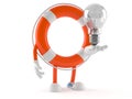 Life buoy character with light bulb Royalty Free Stock Photo