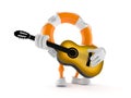 Life buoy character playing guitar