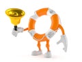 Life buoy character ringing a hand bell