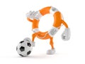 Life buoy character with soccer ball