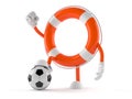 Life buoy character with soccer ball