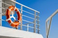 Life buoy on the deck of cruise ship Royalty Free Stock Photo