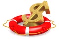 Life buoy with dollar sign Royalty Free Stock Photo