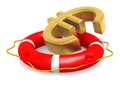 Life buoy with euro sign Royalty Free Stock Photo