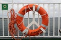Life buoy in a ferry Royalty Free Stock Photo