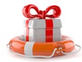 Life buoy with gift Royalty Free Stock Photo