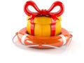 Life buoy with gift Royalty Free Stock Photo