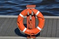 Life buoy in a harbor Royalty Free Stock Photo