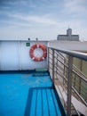 Life buoy and part of a ferry in Barcelona Port Royalty Free Stock Photo