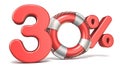 Life buoy 30 percent sign 3D