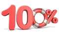 Life buoy 100 percent sign 3D