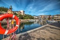 Life buoy in Porto Rotondo harbor Royalty Free Stock Photo