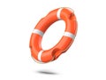 A life buoy for safety at sea, on white background. 3d rendering of orange lifebuoy ring. Royalty Free Stock Photo