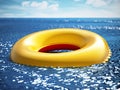 Life buoy on the sea surface. 3D illustration Royalty Free Stock Photo
