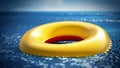 Life buoy on the sea surface. 3D illustration Royalty Free Stock Photo