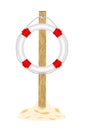 Life buoy with wooden stand