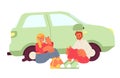 Life changing car accident cartoon flat illustration