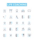 Life coaching vector line icons set. coaching, life, transformation, success, mentoring, self-help, goal-setting