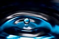 Close-up splash of a drop of water falling and dripping from above onto a water surface. Splashing water drop. beautiful circles a Royalty Free Stock Photo