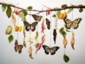 Life cycle of colour segeant butterfly hanging on twig  Made With Generative AI illustration Royalty Free Stock Photo