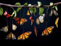 Life cycle of colour segeant butterfly hanging on twig  Made With Generative AI illustration Royalty Free Stock Photo