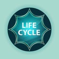 Life Cycle magical glassy sunburst blue button sky blue background Royalty Free Stock Photo