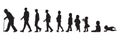 Life cycles of man from a little baby to old man silhouette vector illustration. Man in different age.