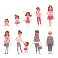 Life cycles of woman, stages of growing up from baby to woman vector Illustration Royalty Free Stock Photo