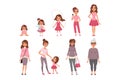 Life cycles of woman, stages of growing up from baby to woman vector Illustration Royalty Free Stock Photo