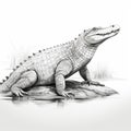 Life Drawing: Full Body Crocodile On White Background Royalty Free Stock Photo